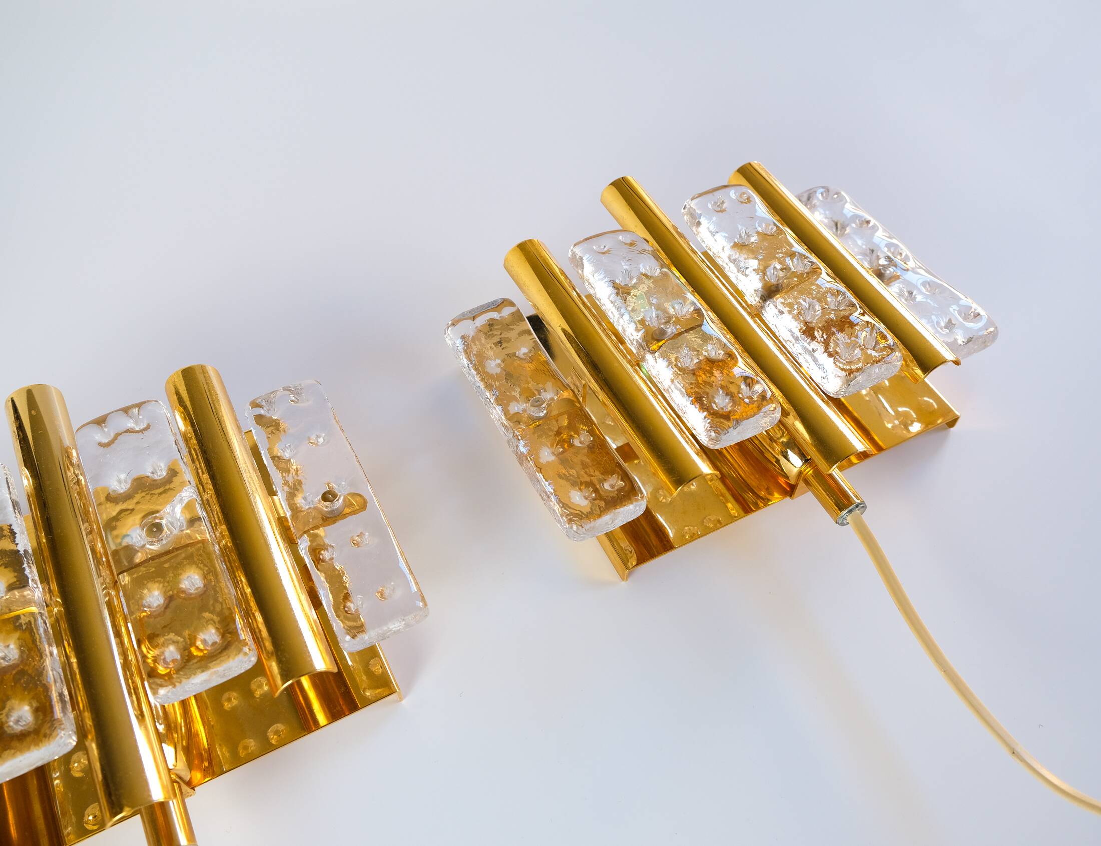 Paire d'appliques murales Carl Fagerlund du milieu du siècle pour Orrefors, Suède, vers 1960