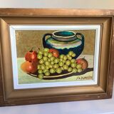 Still life painting oil on panel signed