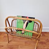 Foldable rattan magazine rack - Vintage