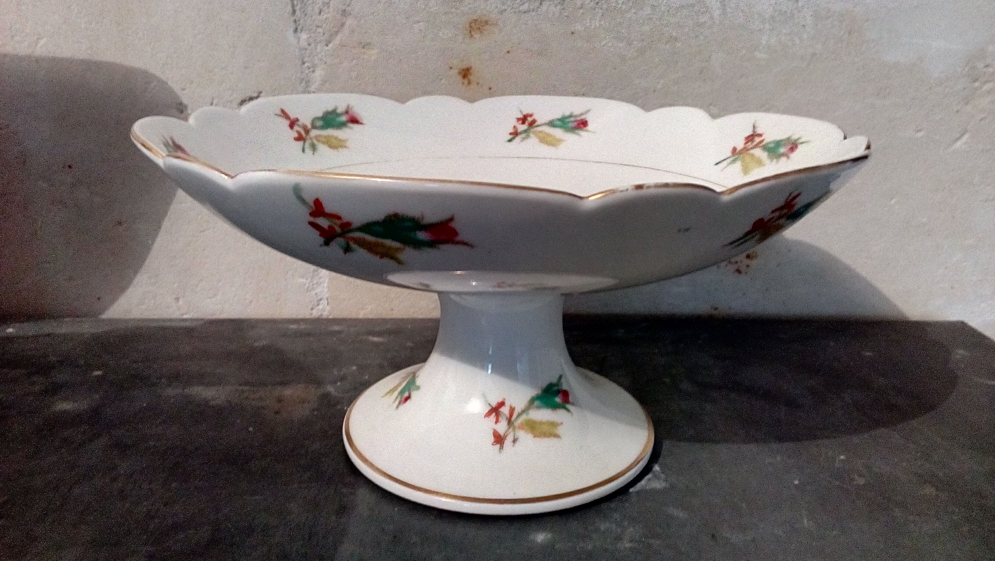 White porcelain &  flowers compotier