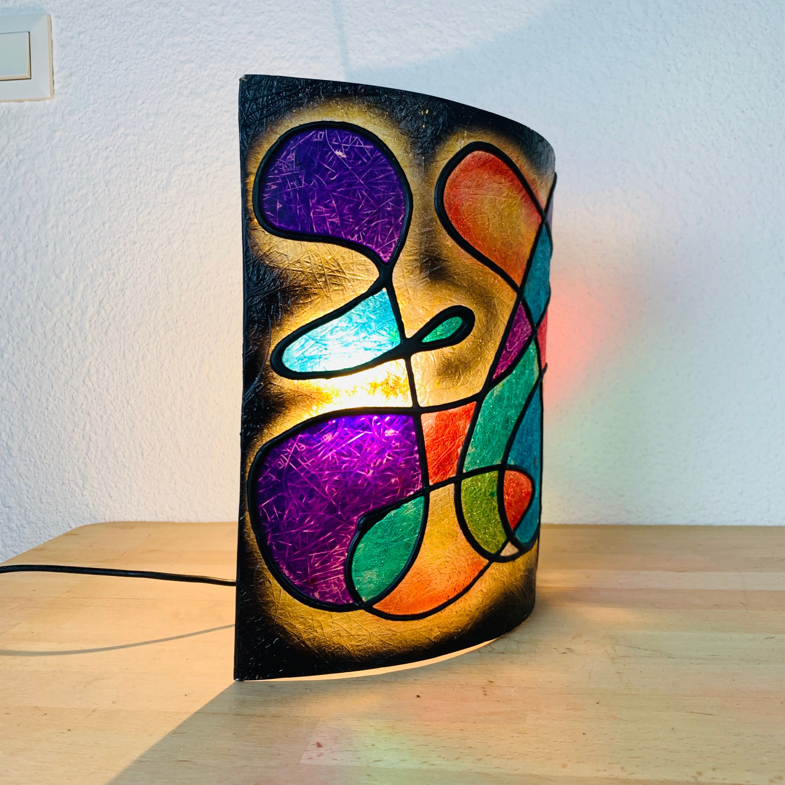 70s psychedelic colored fiberglass wall lamp