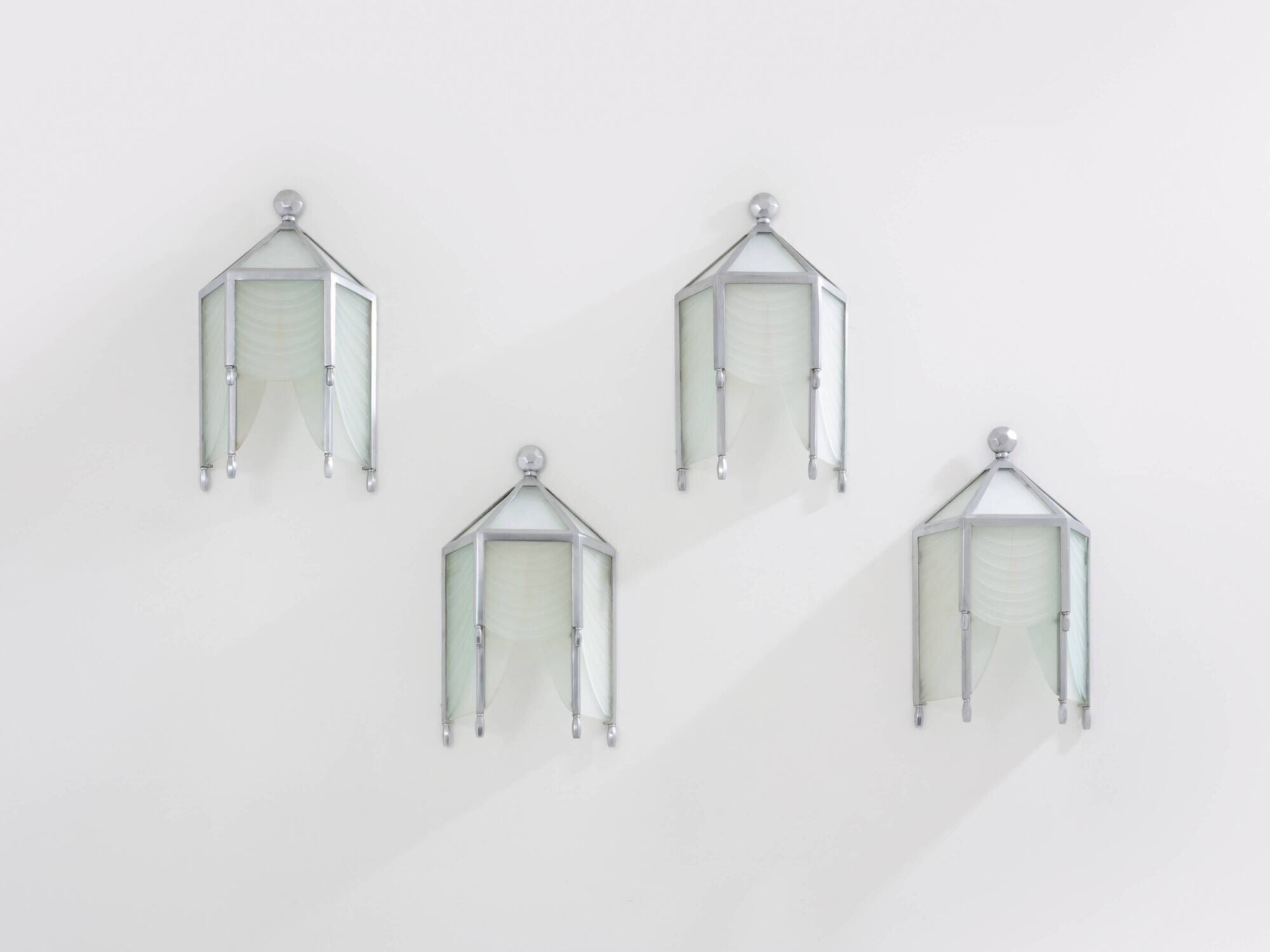 Set of 4 Jean Perzel wall lights in cut glass from Saint Gobain circa 1930
