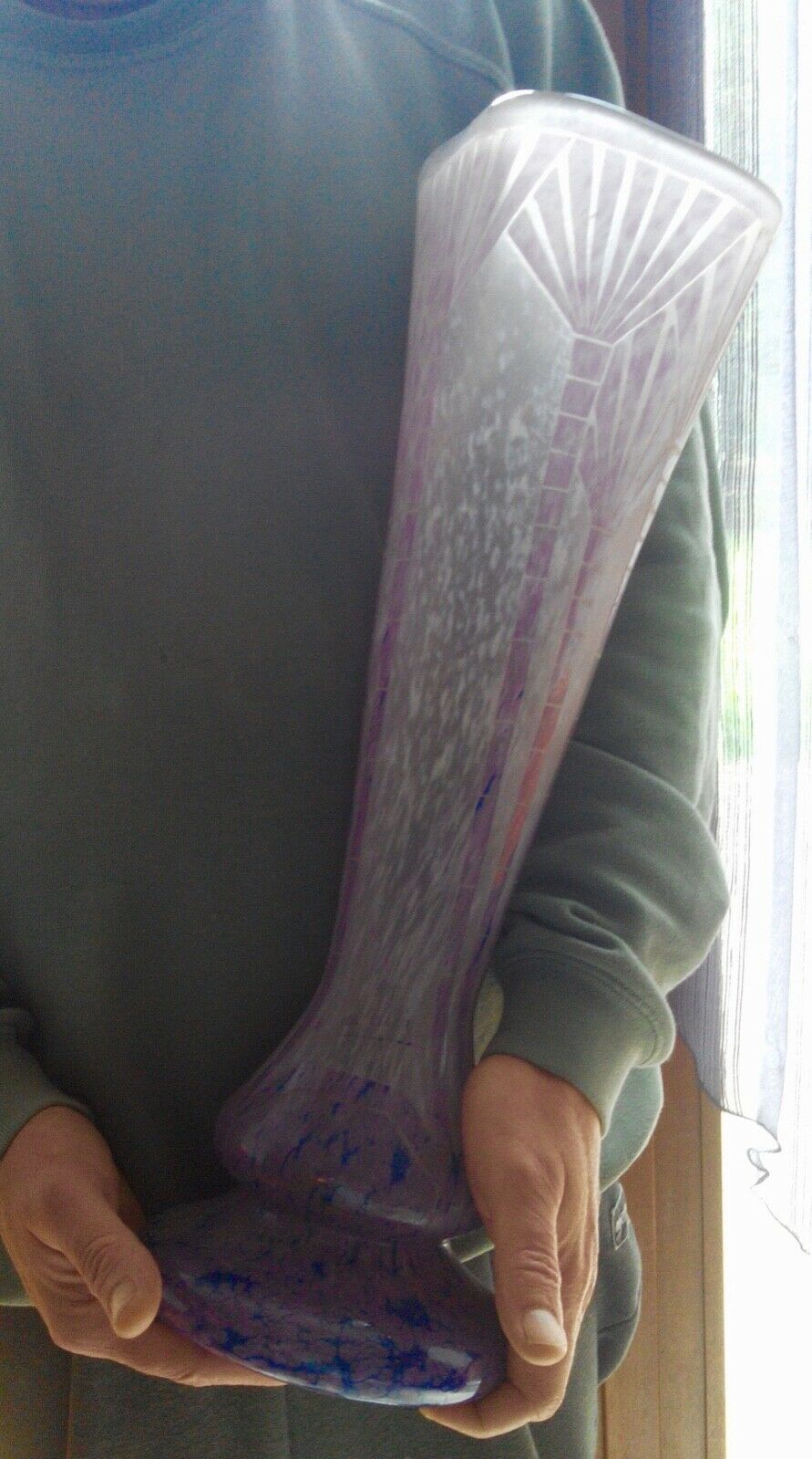 Vase 48 cm papyrus decoration the french glass - charder - schneider