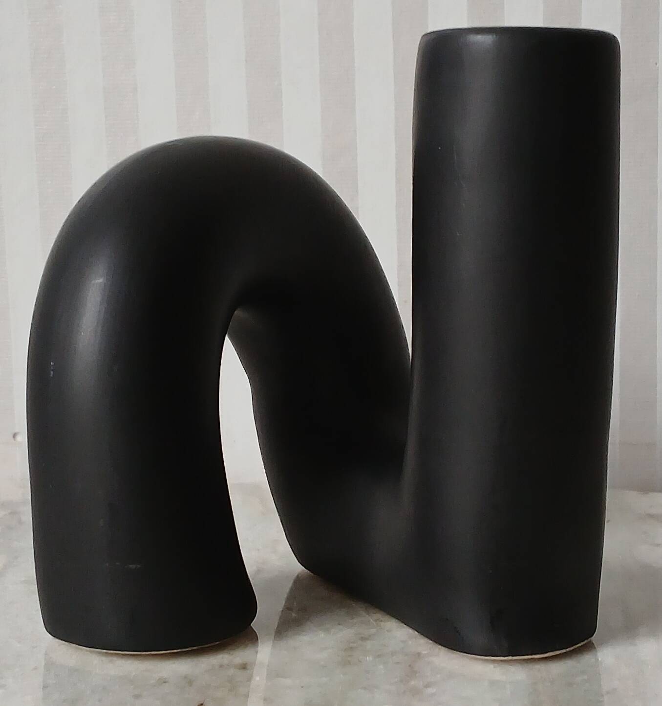 Black ceramic tube candle holder