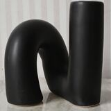 Black ceramic tube candle holder