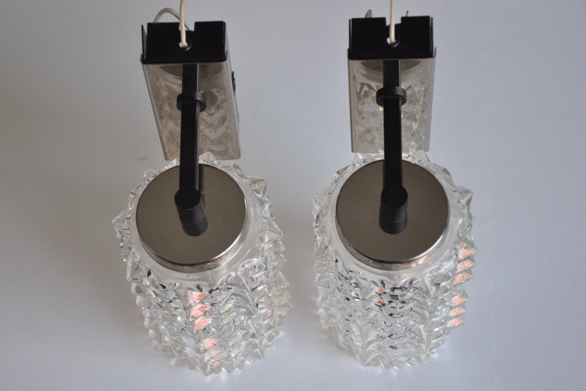 Pair of iron, chromed metal and glass years 50 / 60