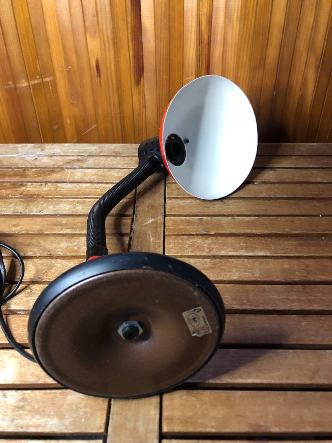 Old aluminor articulated lamp red & black metal 1970s vintage #a545