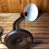 Old aluminor articulated lamp red & black metal 1970s vintage #a545