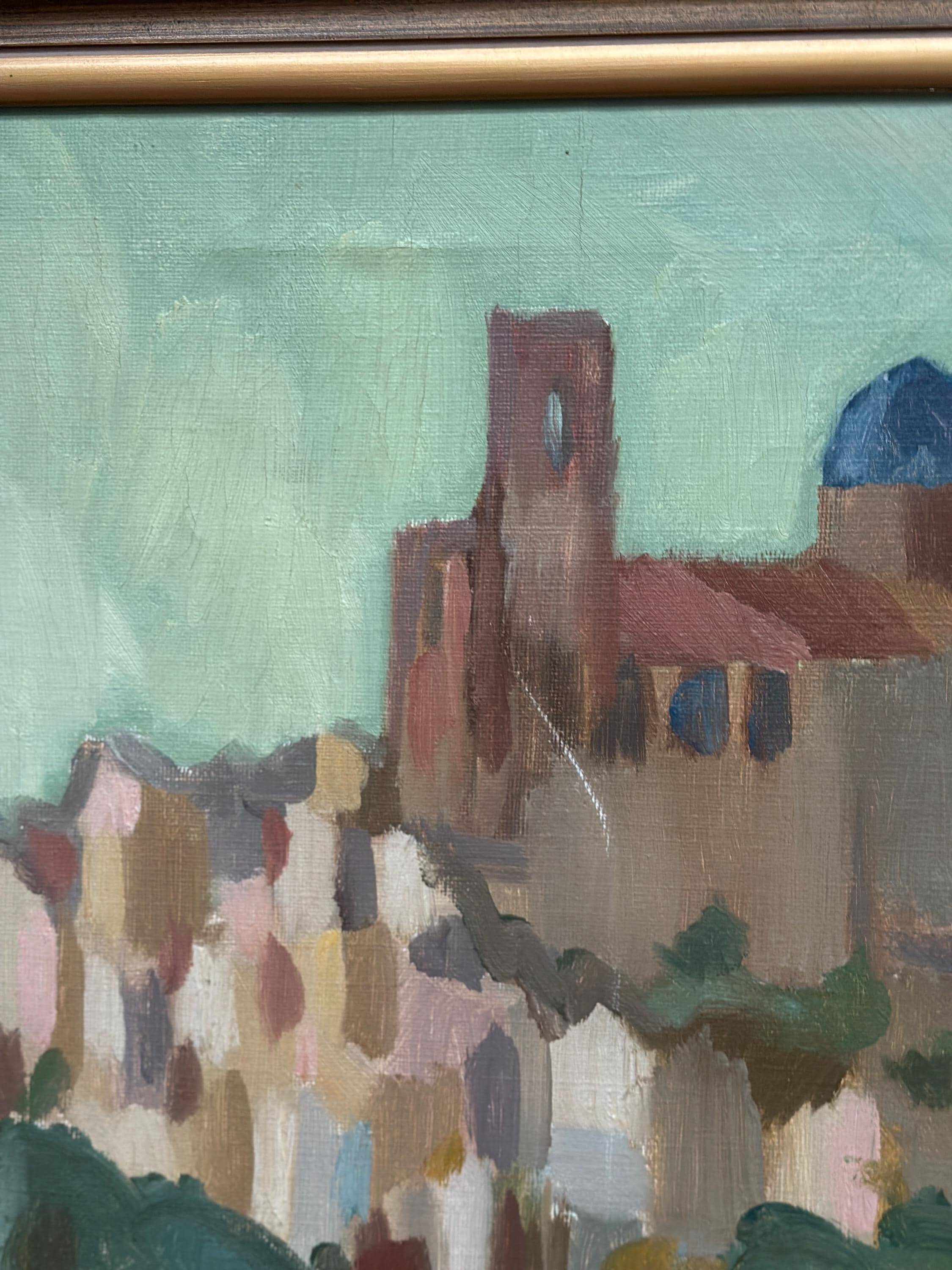 Original  Swedish Oil on Canvas – “Southern City” by Bengt Ellis, Signed