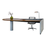 Unique desk Carrara marble & burl wood - Italy, 1980s