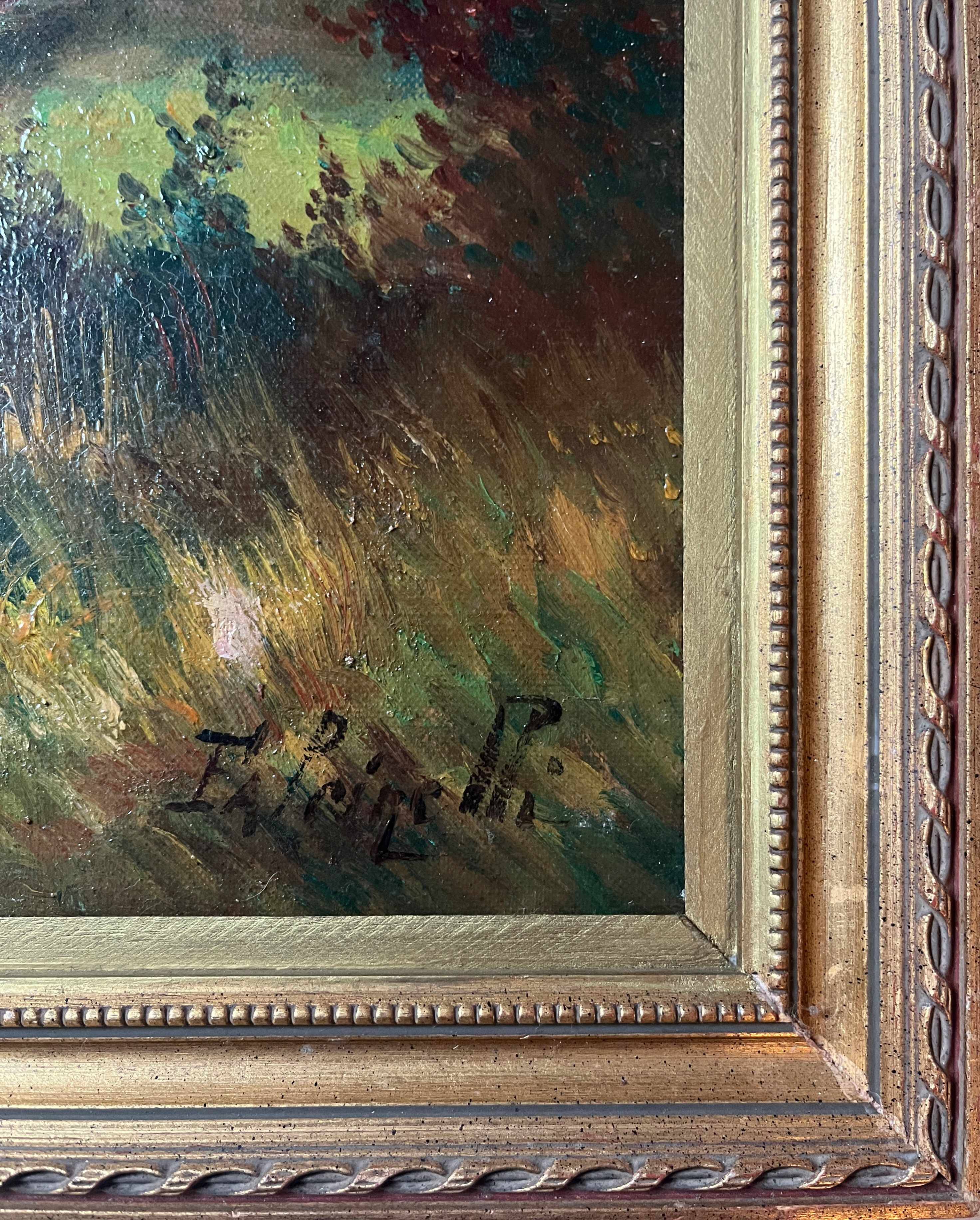 HST painting Marcel Falcinelli (1900-1980) "Dog on the lookout" + frame