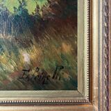 Tableau HST Marcel Falcinelli (1900-1980) "Chien à l'affut" + cadre