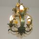 French Vintage 3 Light Cage Chandelier Hand Painted Floral Design