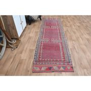 Tribal Turkish Vintage Runner, Pink Purple Handmade Oushak Runner 95x304