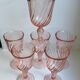 Set of 6 vintage Rosaline twisted pink glass wine glasses