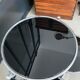Table basse ronde en verre et chrome vintage