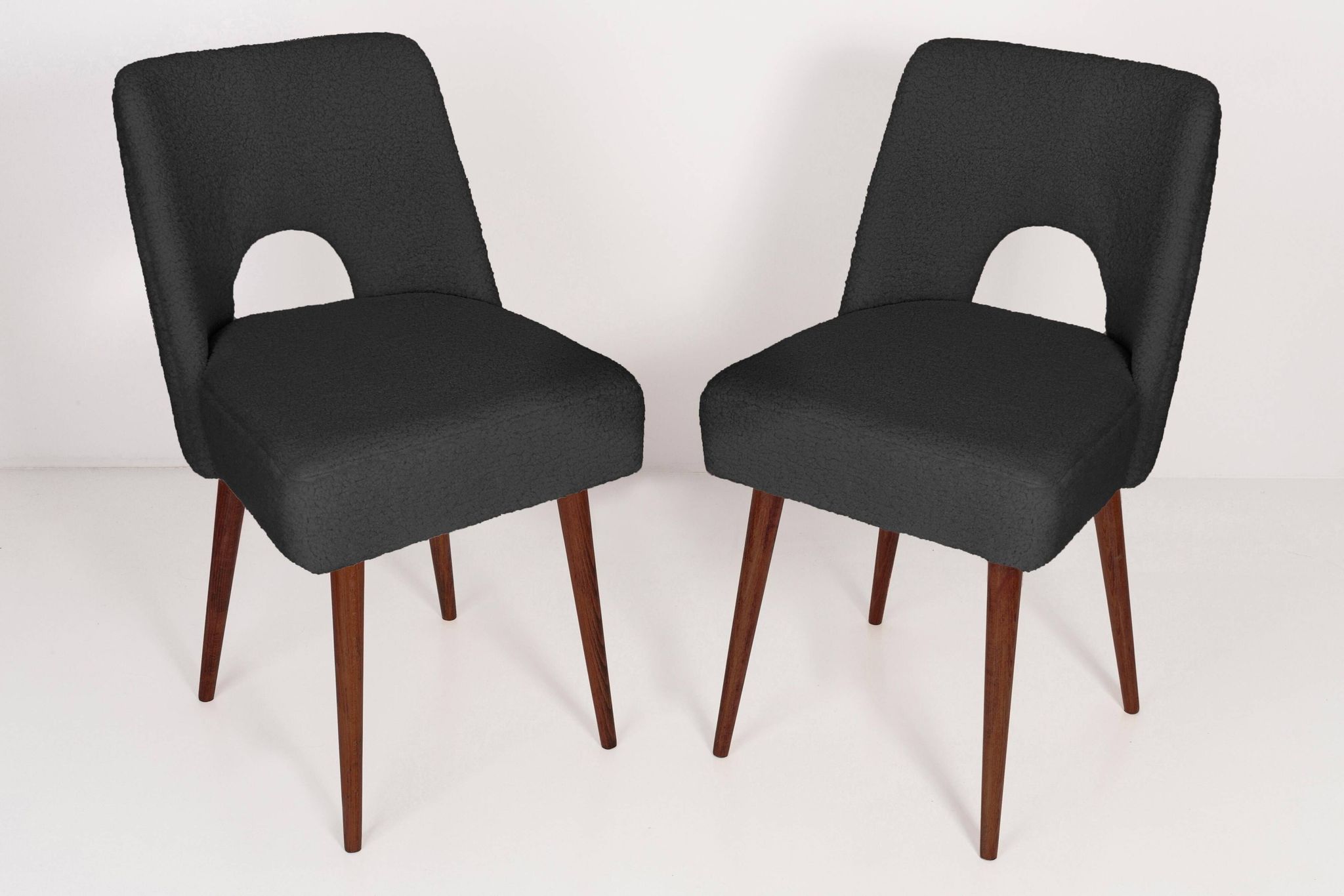 Chaise 'Shell' en bouclé gris foncé, années 1960
