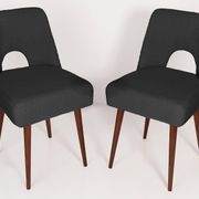 Chaise 'Shell' en bouclé gris foncé, années 1960