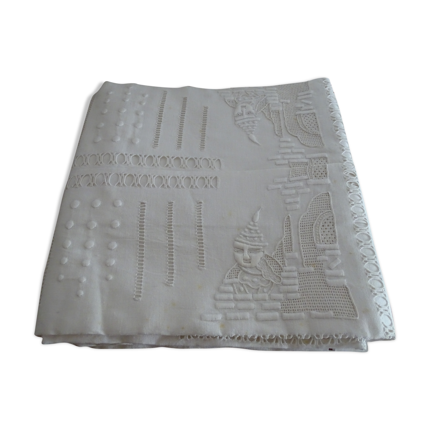 Embroidered tablecloth old Chinese décor pure cotton 230*155