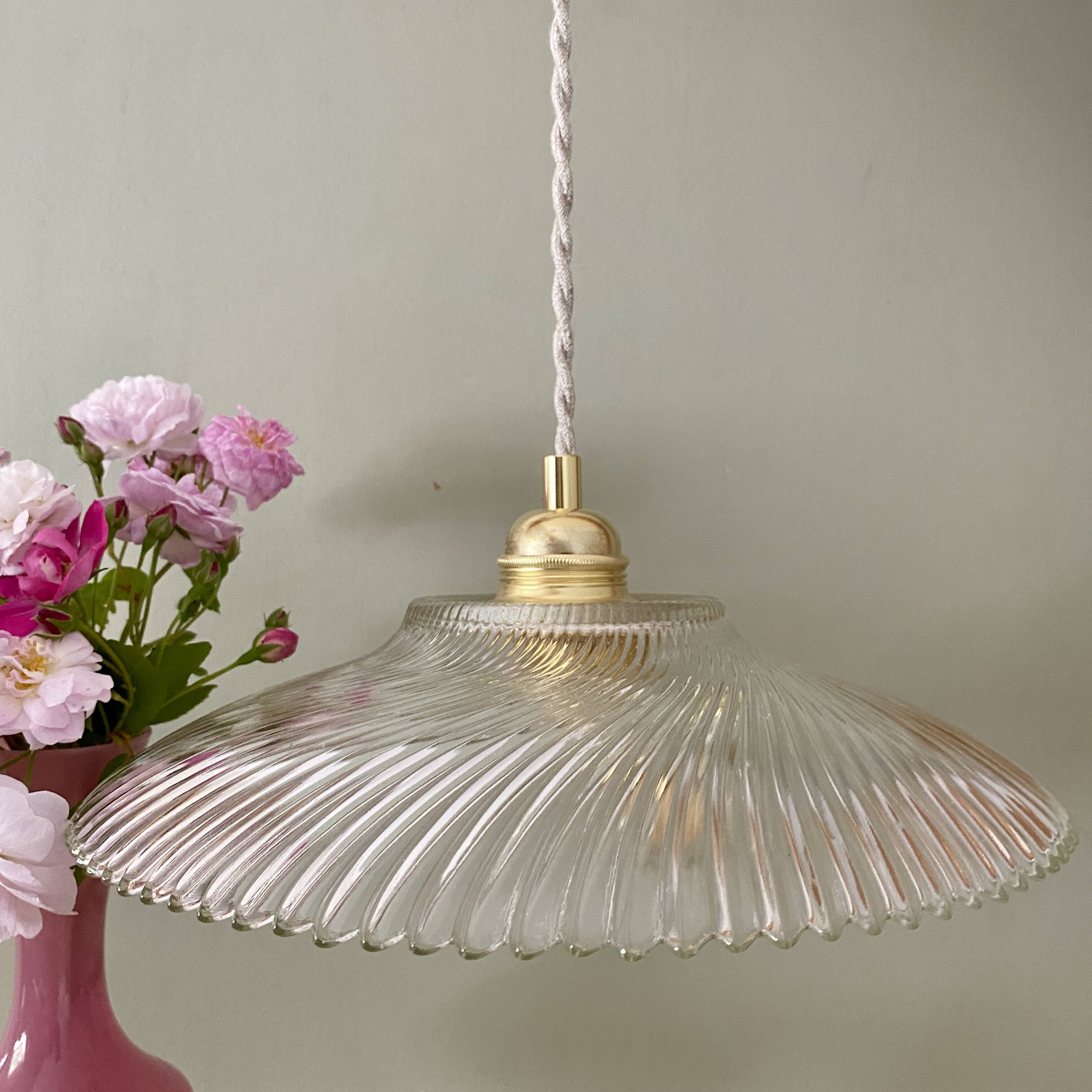 Vintage molded glass lampshade pendant light - tableware collection -