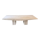 Vintage French coffee table in softened travertine