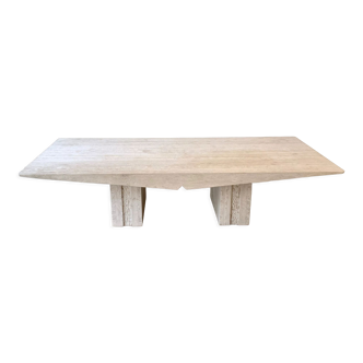 Vintage French coffee table in softened travertine