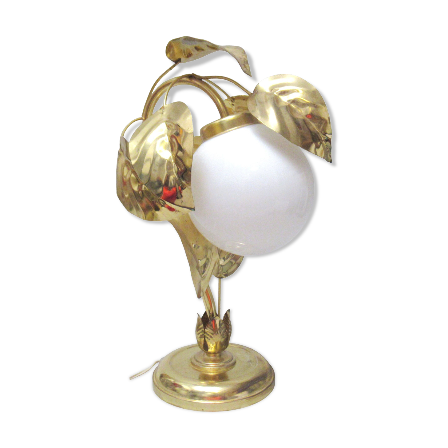 Lampe feuille dorée Hollywood Regency