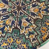 Morocco Ghotar Fez XVIIIth Polychrome earthenware blue, yellow, brown, green on a white background. 32.5 cm