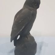 Owl sculpture, black lawinit, art. Curth, Henker & Co., Germany, 1920s.
