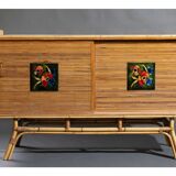 Rattan sideboard attributed to Adrien AUDOUX and Frida MINNET