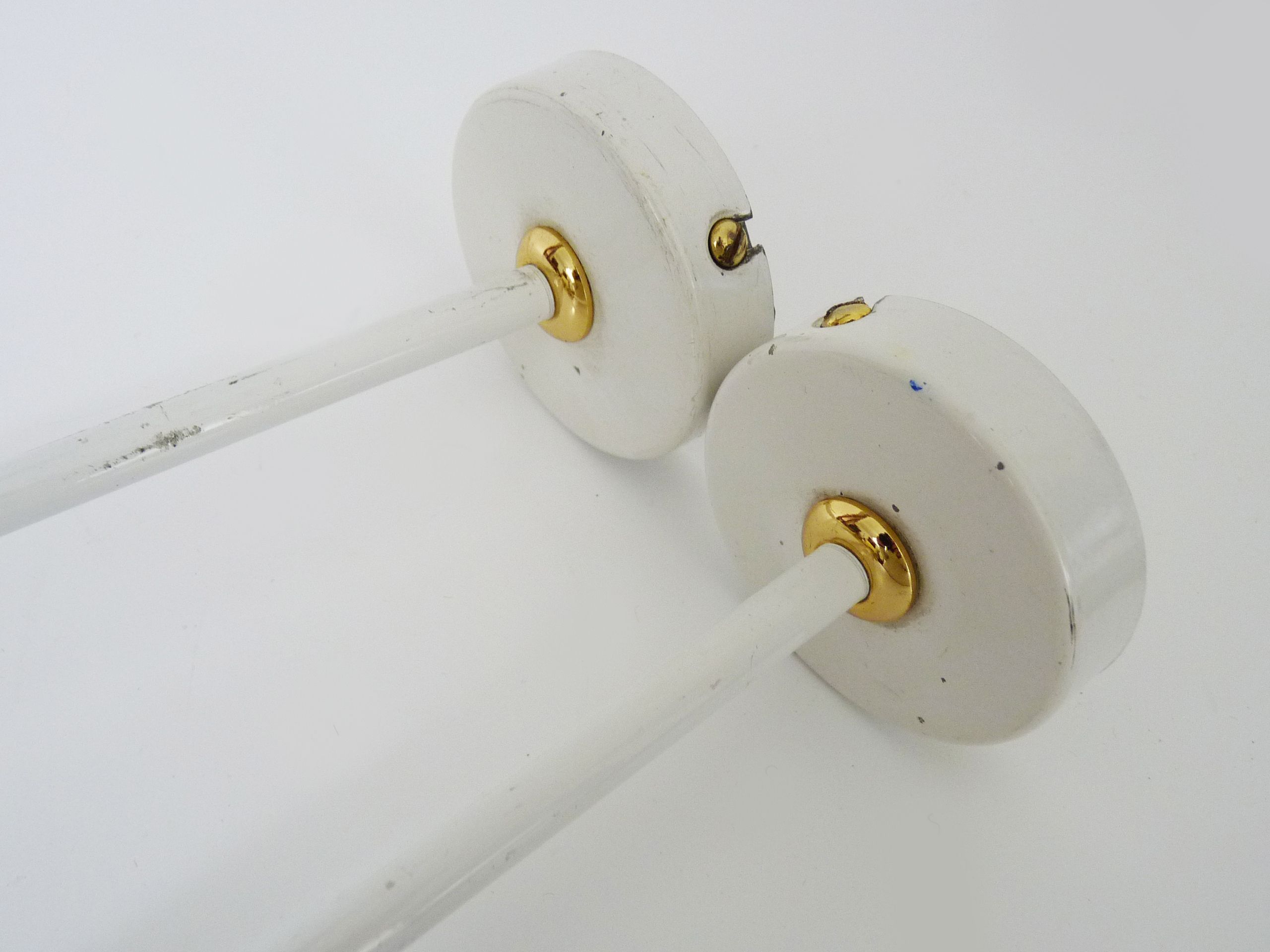 Pair of spot wall lamps adjustable design in white metal and brass. Year 80