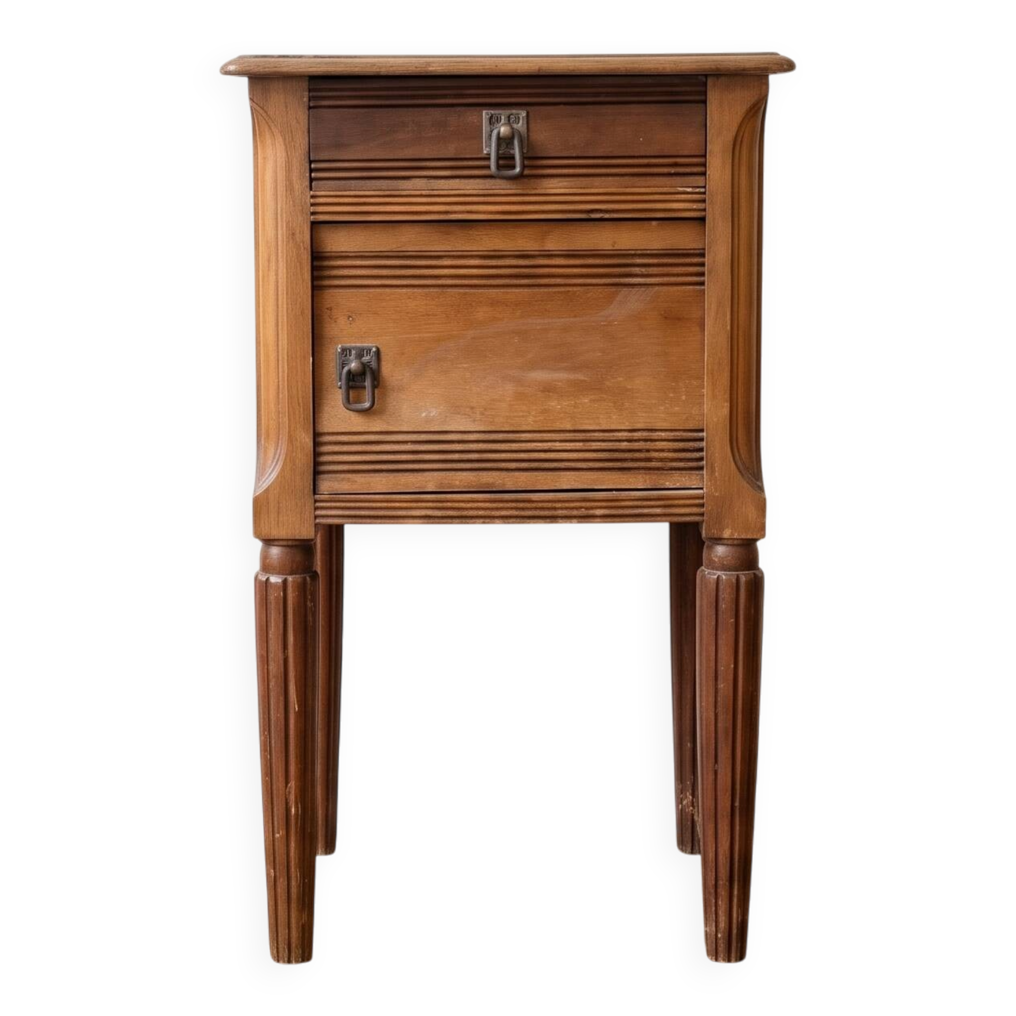 Antique Napoleon III bedside table in wood and marble