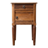 Antique Napoleon III bedside table in wood and marble