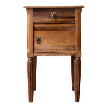Antique Napoleon III bedside table in wood and marble
