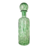 Grande carafe en verre soufflé moucheté vert avec bouchon boule