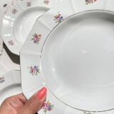 5 vintage hollow plates in opaque porcelain SALINS floral pattern