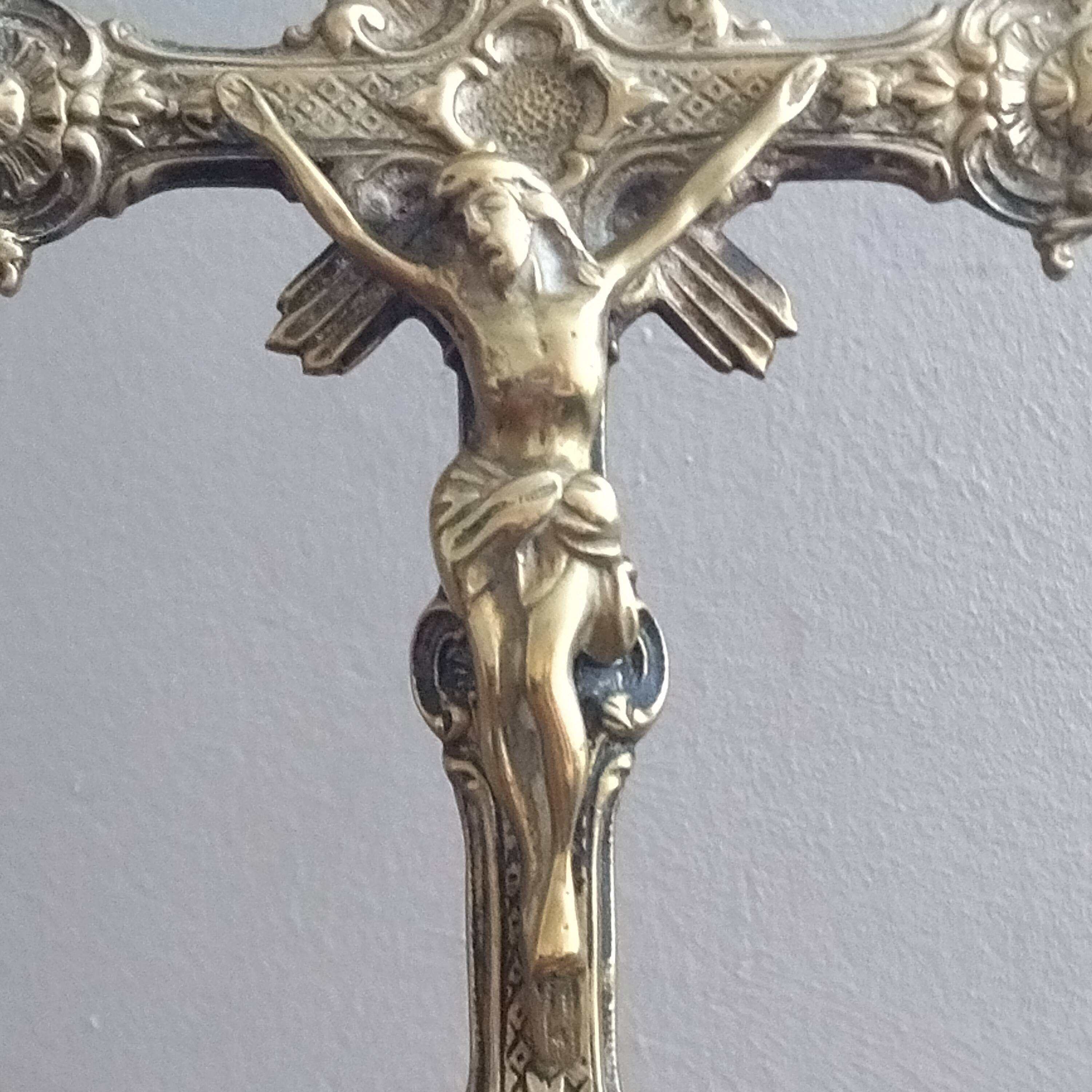 Solid brass altar crucifix
