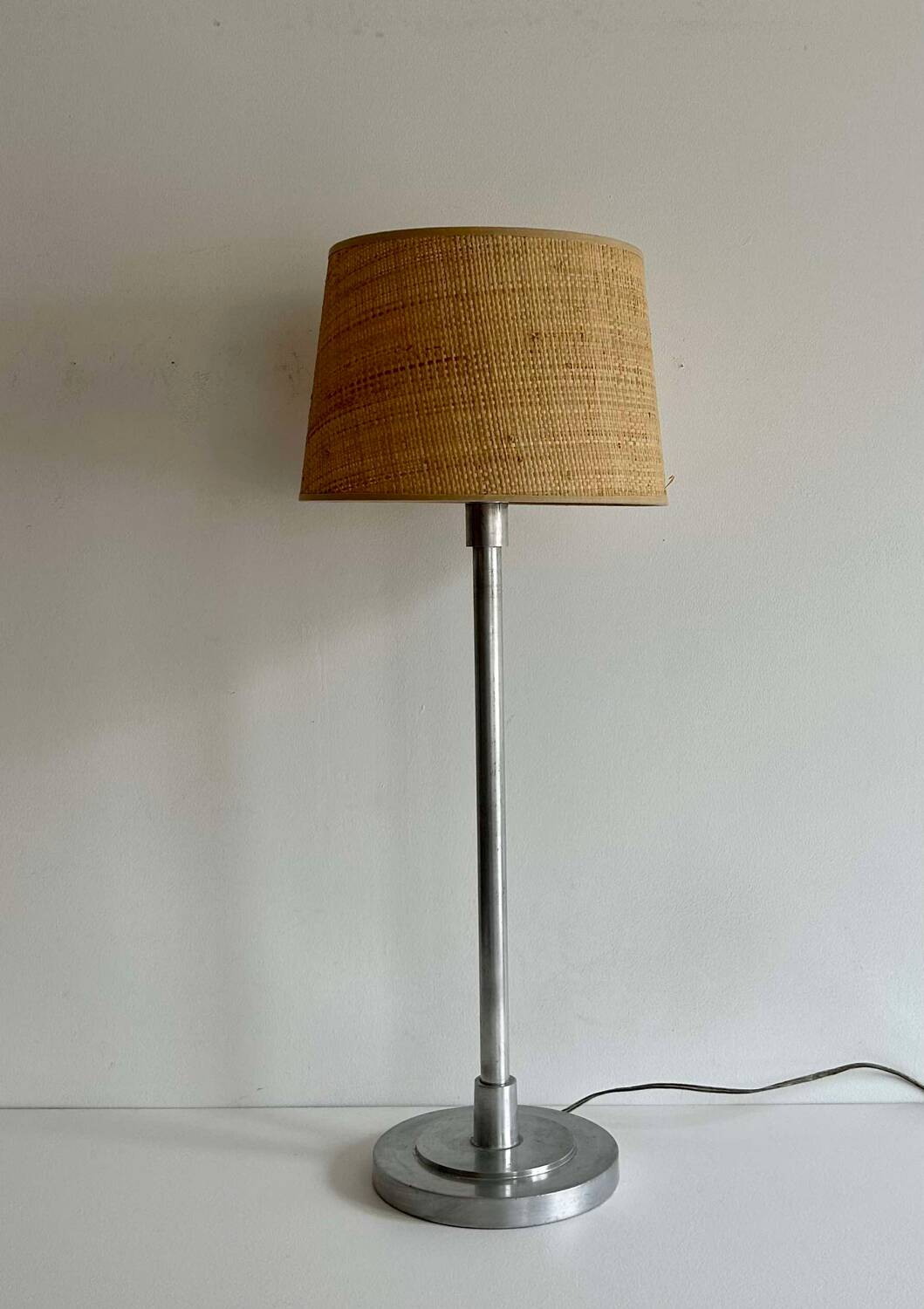 XL table lamp, chromed metal, France 1920