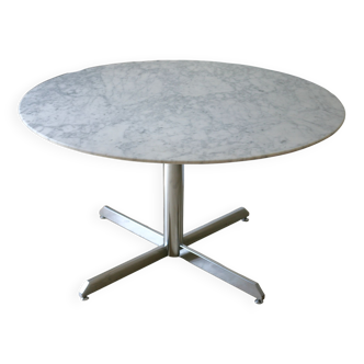 Marble and steel table France, circa 1970