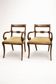 2 Antique Brass Dining Chairs with Inlaid Backs