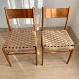 Pair of Scandinavian teak and rope chairs
