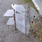 Removable shelving unit, glass and vintage brass