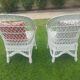 Rattan armchairs, white lacquered