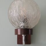 Mid-century wall lamp, teak and glass, Belgium 1960-1970