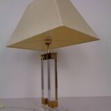 Hollywood Regency Acrylic Glass & Brass Table Lamp, Italy, 1970s