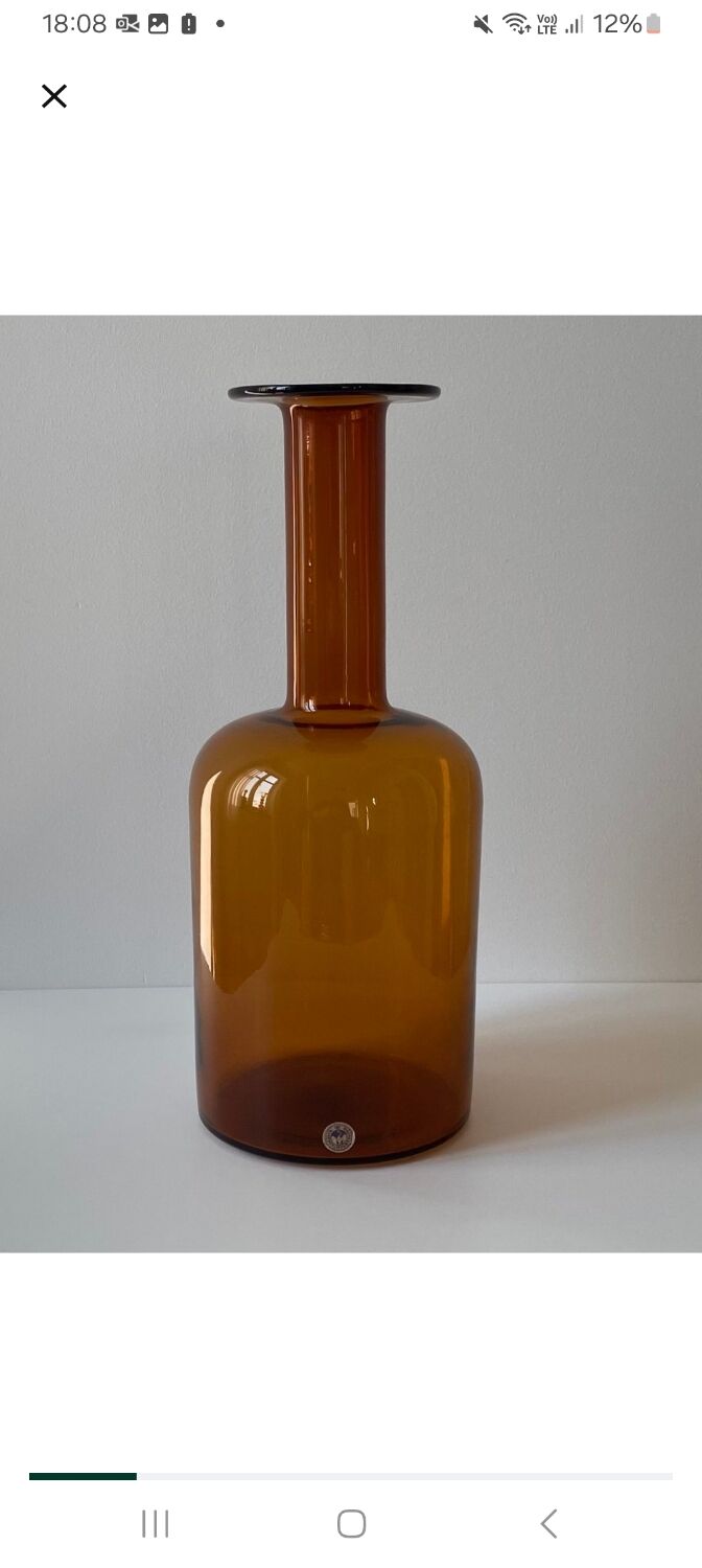 Gul vase by otto brauer - holmegaard kastrup - denmark