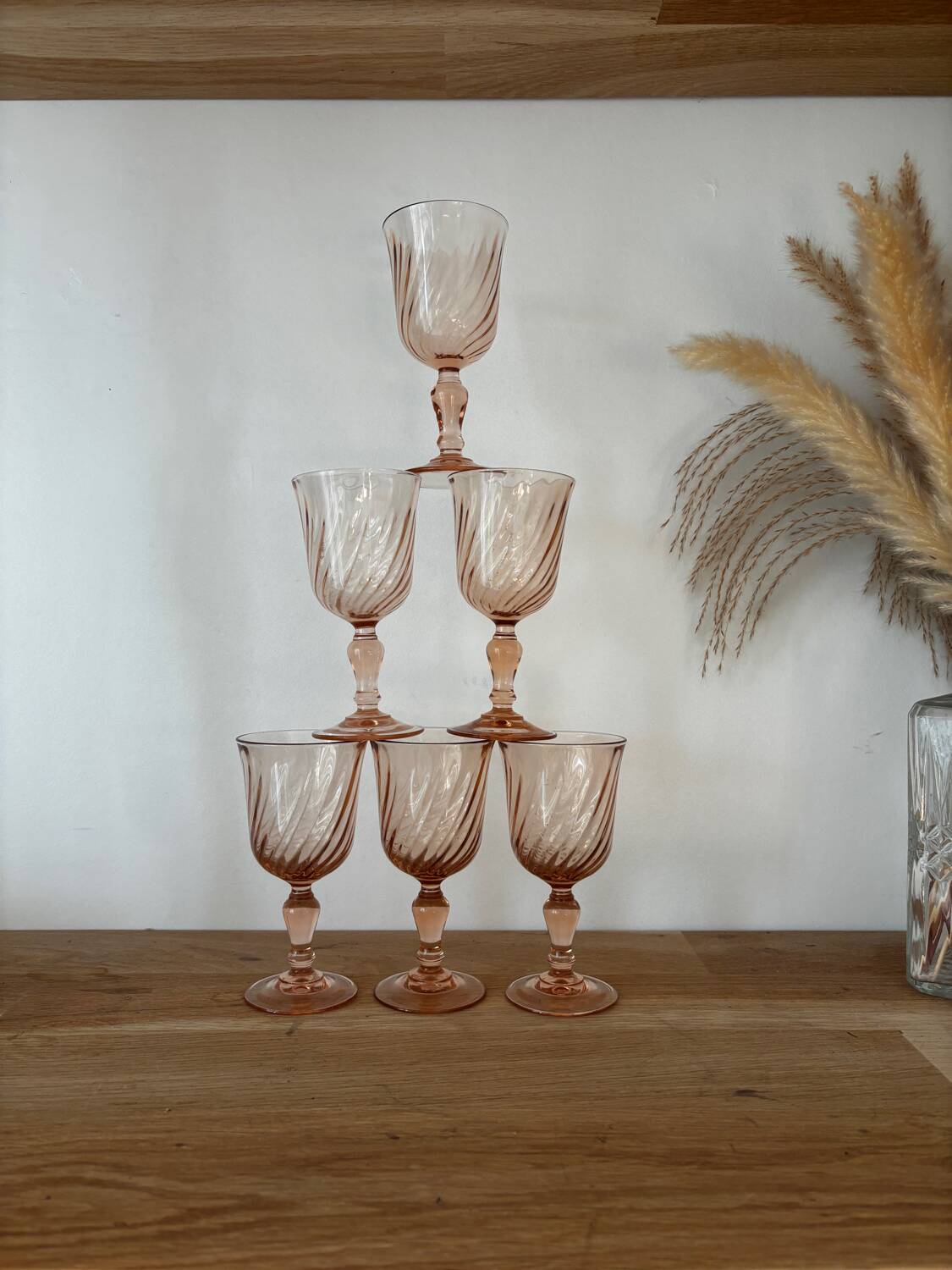 Vintage lot de 6 verres à vin Luminarc Rosaline