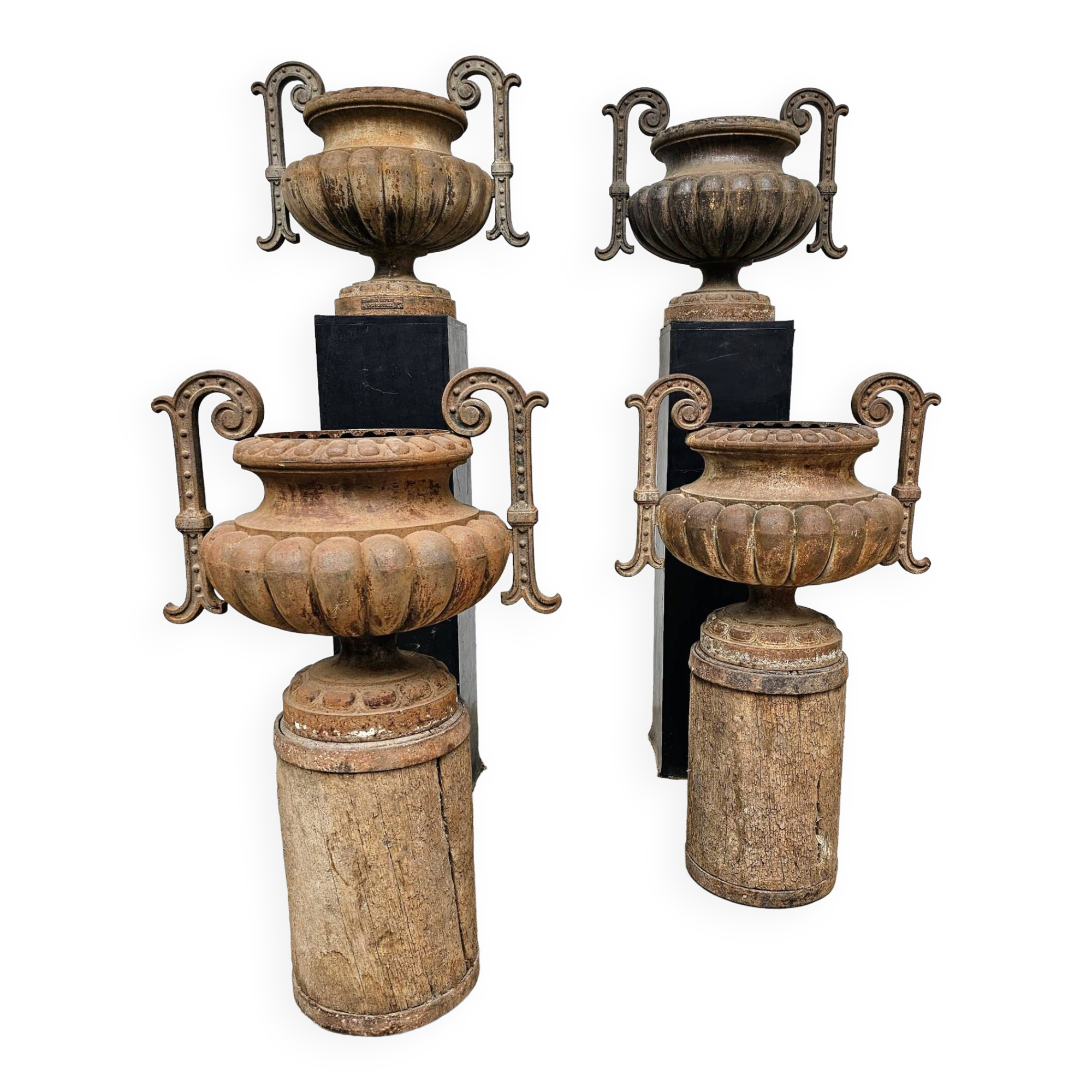 4 19th century cast iron garden basins