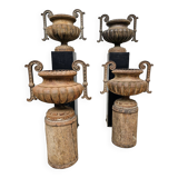 4 19th century cast iron garden basins