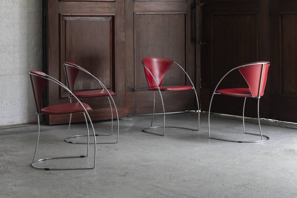 Set of 4 dining chairs 'Linda' by Arrben, Italian design, 1980s